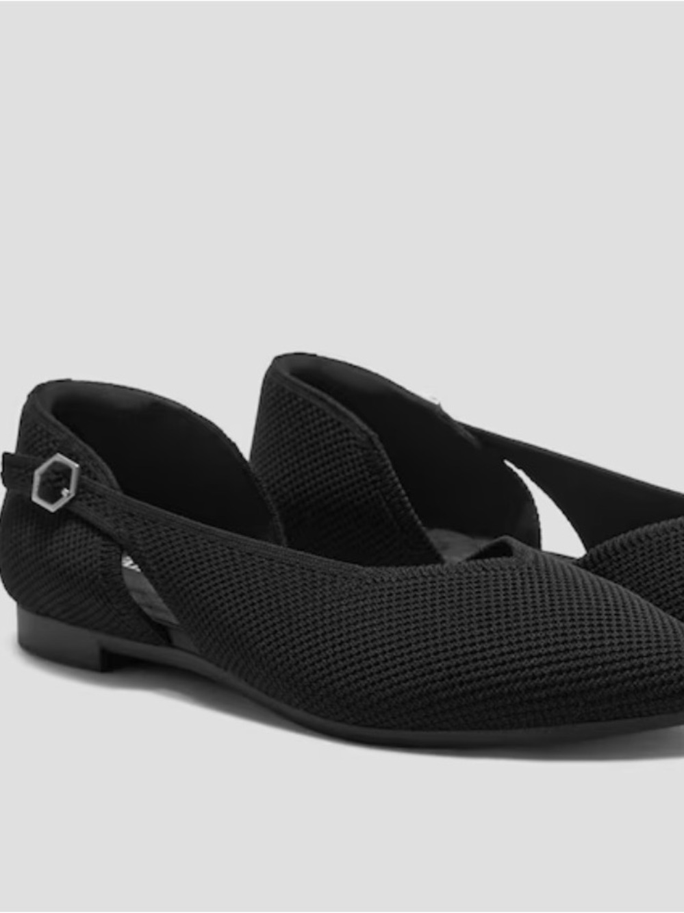 Women's Black Pointed Knit Slingback Flats